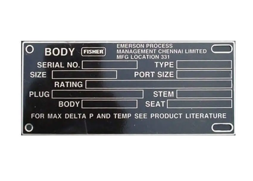 Emerson Stainless Steel Nameplates